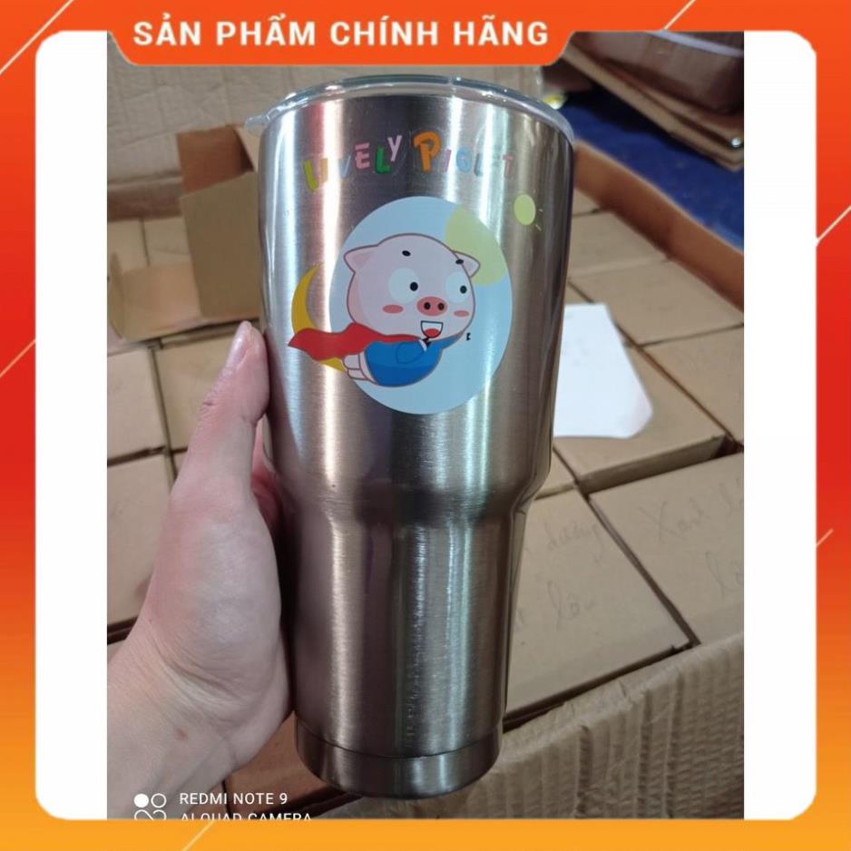 Ly Giữ Nhiệt Inox 900ml (Kèm Túi + 2 Ống Hút và Cọ Rửa)