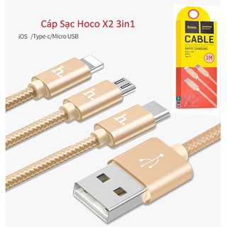 Cáp Sạc Hoco X2 3in1 Chính Hãng bảo hành đổi mới