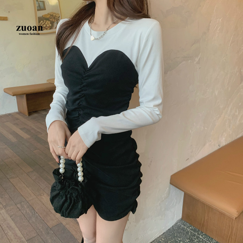 SUXI Đầm Tay Dài Thiết Kế Ôm Sát Tôn Dáng
