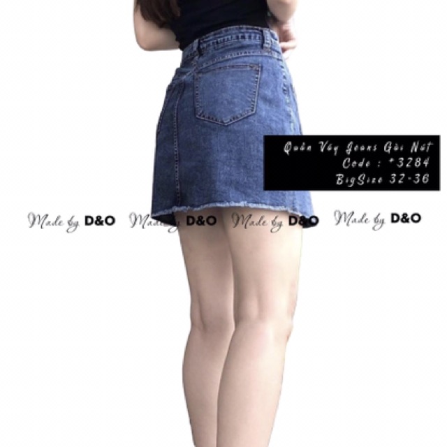 Quần Váy Jeans Bigsize Xanh Đậm - Có Quần Trong - Lưng Cao/Co Giãn