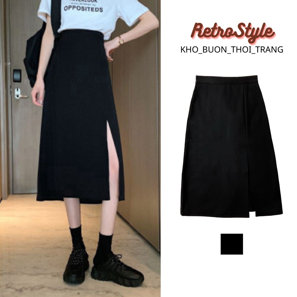 Chân Váy Midi Xẻ Tả 808