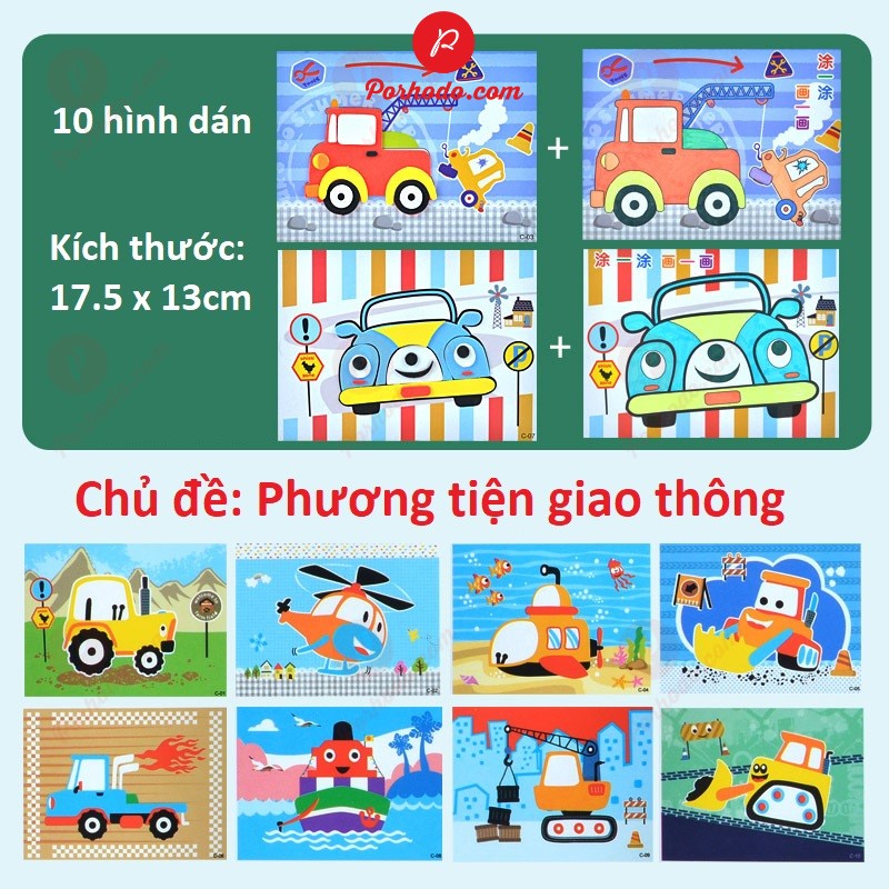 Bộ Bóc Dán 10 Hình 4 Chủ Đề Cho Bé Cùng Làm Thủ Công Sáng Tạo KB216121