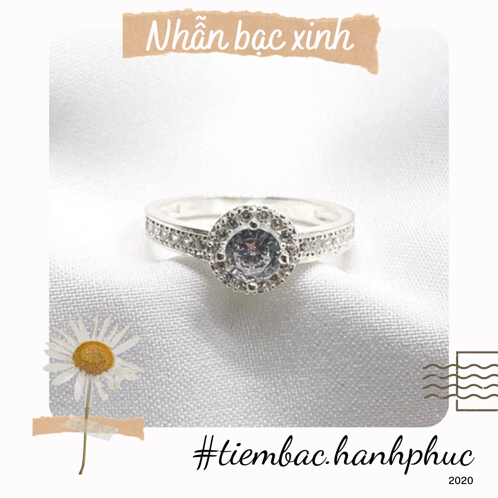 Nhẫn bạc nữ, nhẫn nữ bạc ta ss925 đính đá chuẩn xịn, cam kết sáng đẹp không xỉn màu - Mã TSJ07