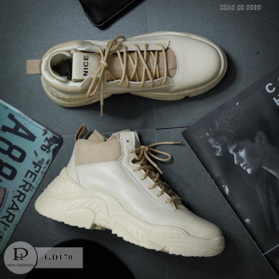Giày Sneaker Nam - Giày Da Giày Cổ Cao 2 Màu Cao Cấp shopthoitrang -kiu87