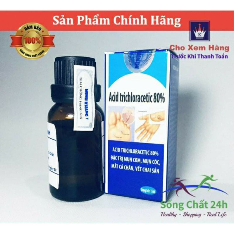 [FREESHIP] Acid trichloracetic 80% Giảm Mụn Cơm Mụn Cóc Mắt Cá Chân Chai Sần