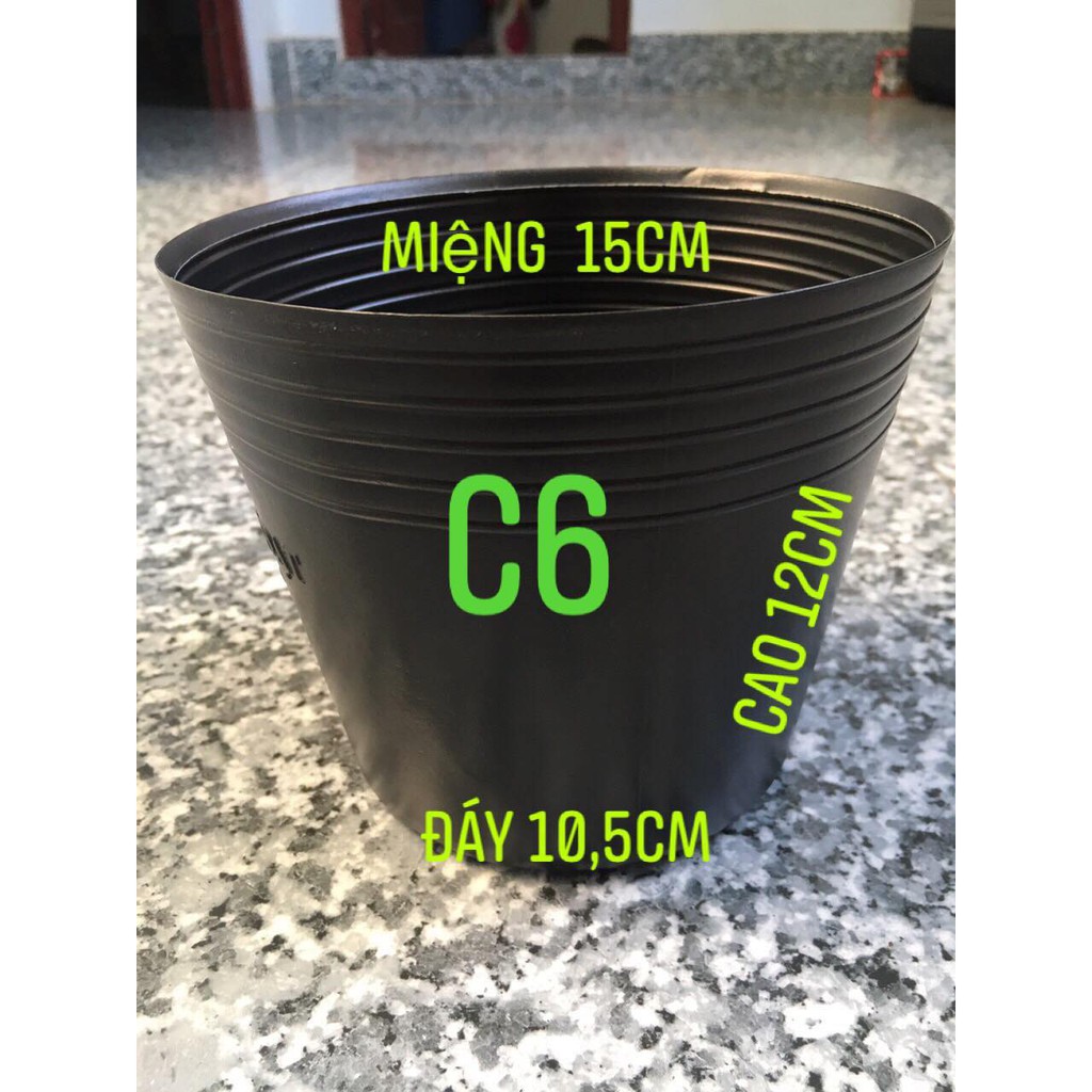 [Combo 10 cái] chậu nhựa đen C6 mềm dẻo trồng cây nhỏ, ươm cây con KT: 15x10.5x12cm