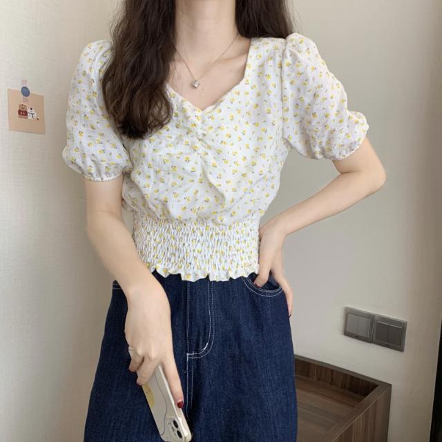 Áo Sơ Mi Ngắn Tay Họa Tiết Hoa Thời Trang Cho Nữ áo croptop JL-TX-196