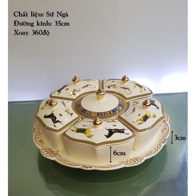 Khay mứt sứ xoay cao cấp