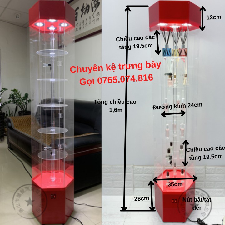 Tủ Trưng Bày Sản Phẩm, Tủ Trưng Bày Mỹ Phẩm, Kệ Trưng Bày Chất Liệu Mica Trong Suốt, Kệ Xoay 360 độ