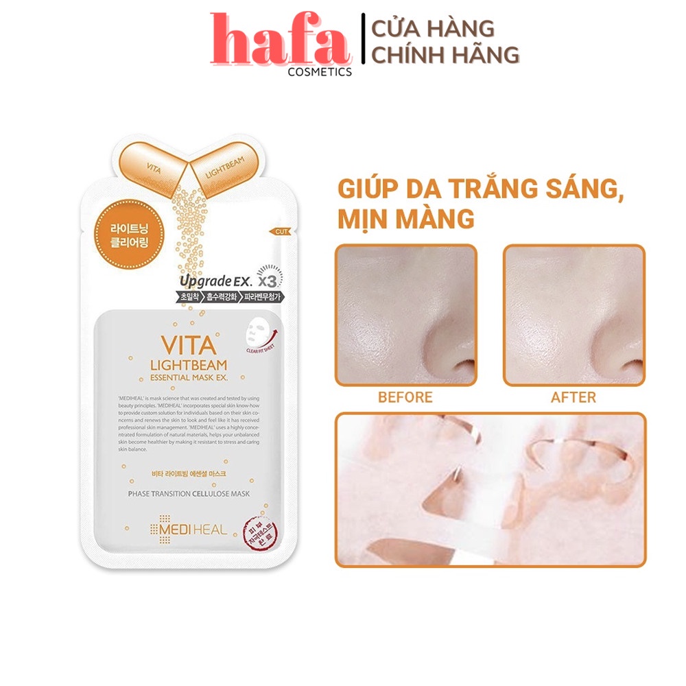 Combo 3 Mặt nạ dưỡng trắng sáng da từ Vitamin Mediheal Vita Lightbeam Essential Mask _ Mediheal Chính Hãng