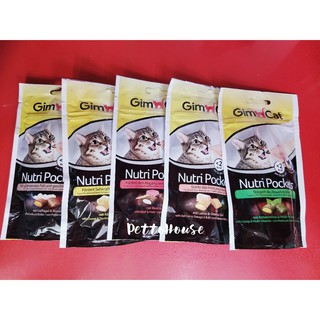 Bánh snack có nhân bên trong Cá hồi bổ sung Omega 3 và 6 Gimcat Nutri Pockets with Salmon and Omega 3 and 6 60g