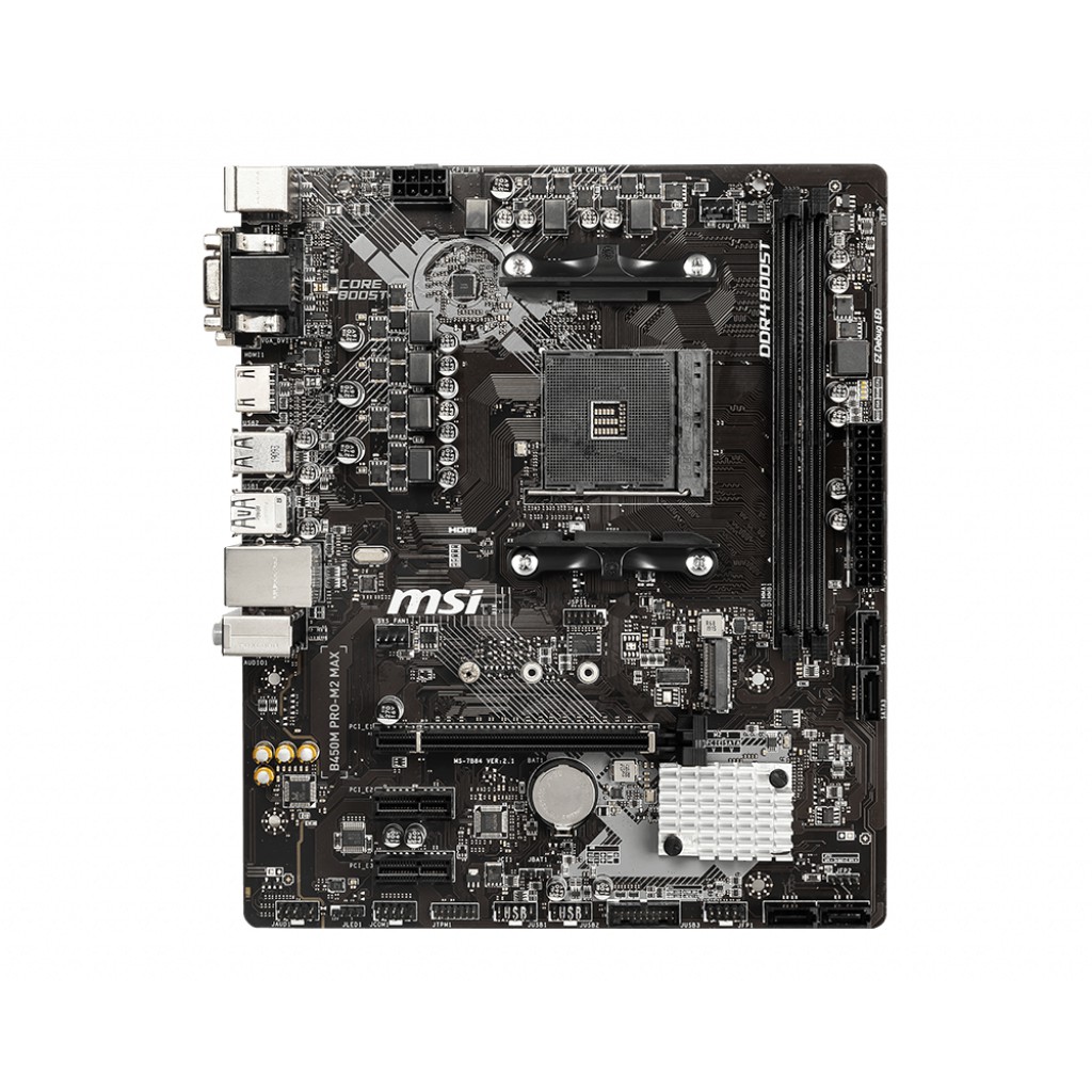 Bo mạch chủ Mainboard MSI B450M PRO-M2 MAX AMD B450, Socket AM4, m-ATX, 2 khe RAM DDR4