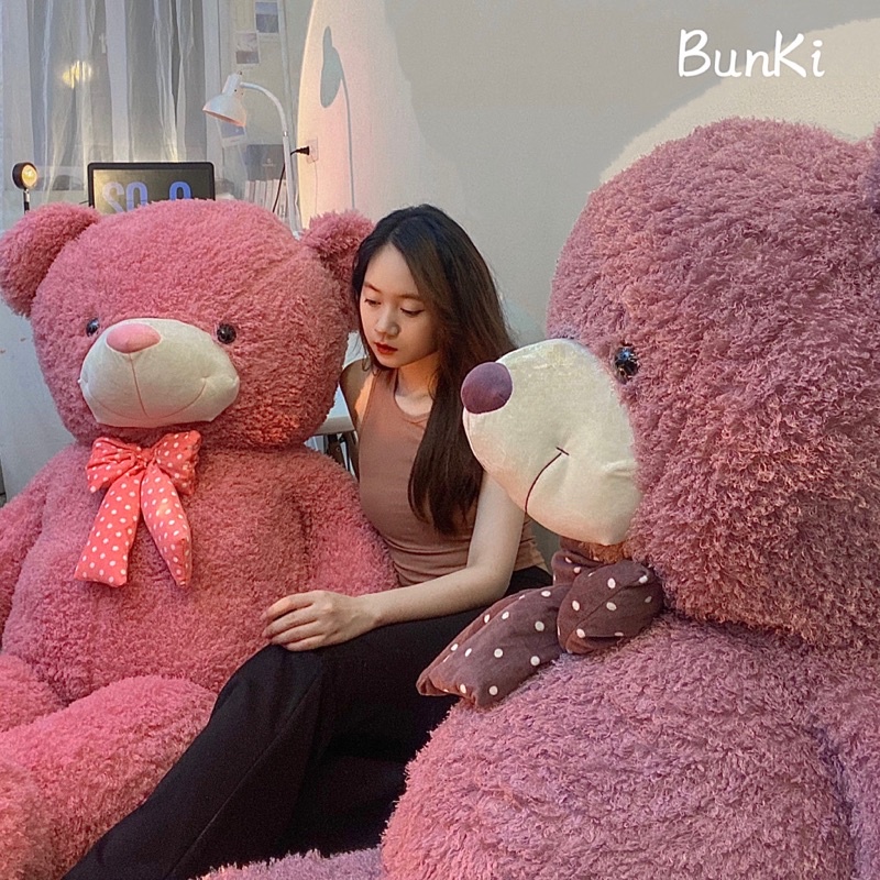 Gấu Bông Teddy First Love Hồng 1m7 khổ vải cao 1m6 cao cấp BUNKI