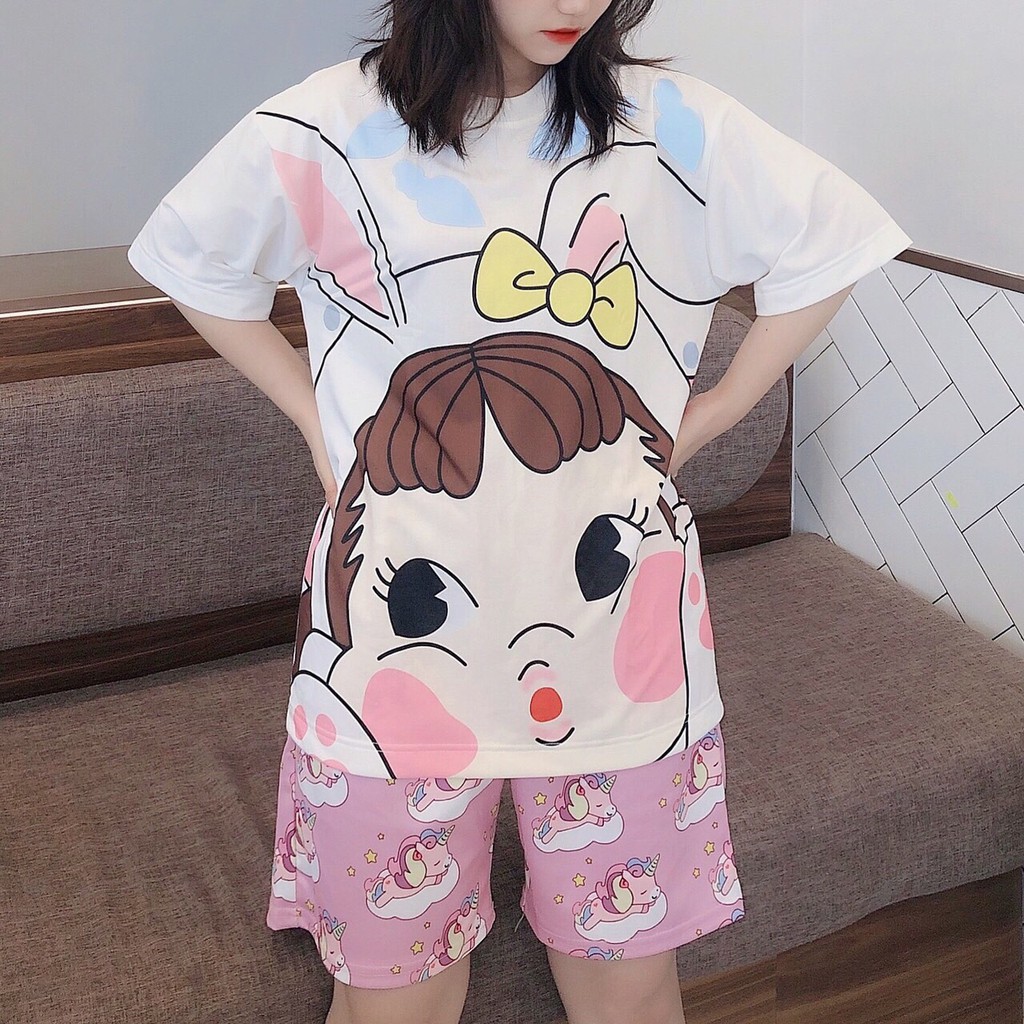 Set đồ bộ hoạt hình ❤️ Bộ mặc nhà Cartoon CÔ BÉ MÁ HỒNG form rộng Freesize Molly Fashion