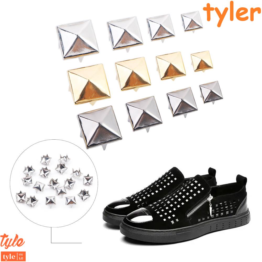 Set 100 Đinh Tán Hình Vuông 6 / 8 / 10 / 12 mm TYLER1 Chuyên Dụng|Kim Tự Tháp Kim Loại Chất Lượng Cao Dùng Để Trang Trí Nón, Túi Xách