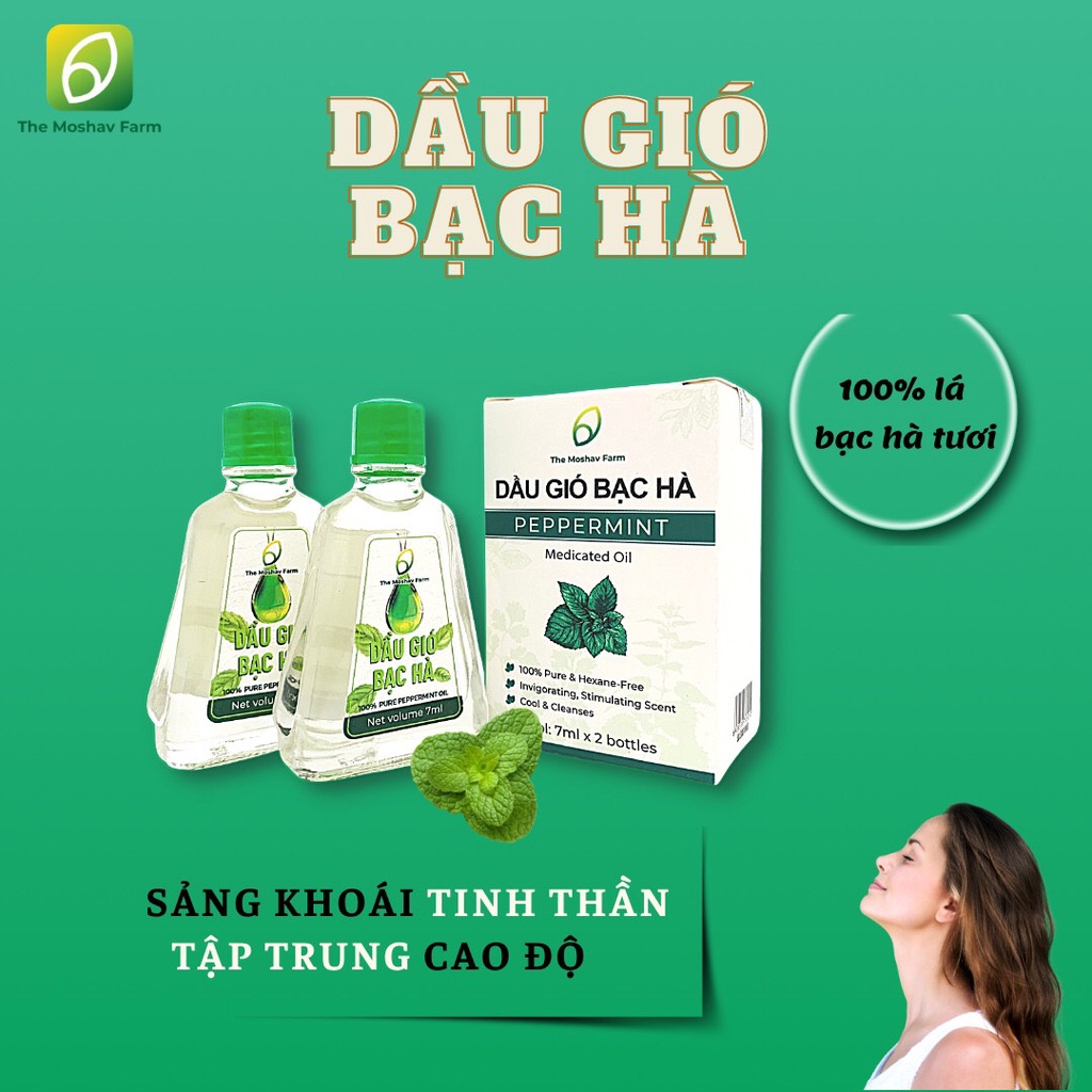 Combo Giải Cảm 2 gồm lá xông giải cảm, gừng sấy lạnh, dầu gió bạc hà THE MOSHAV FARM