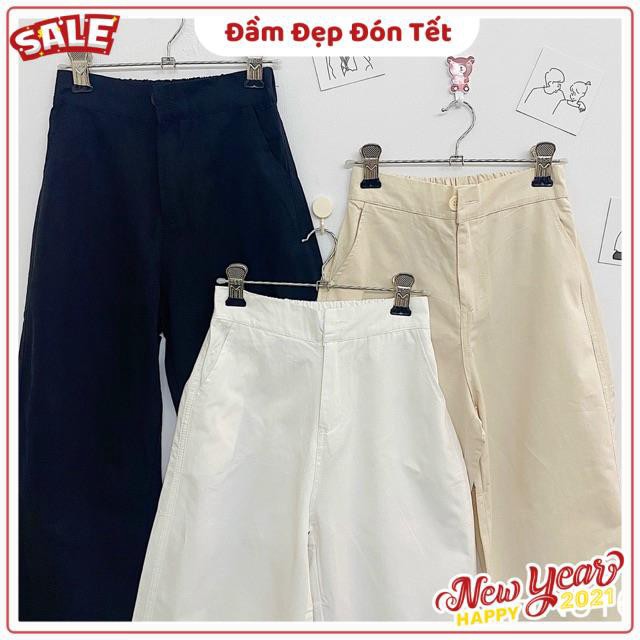 Quần Nữ PION CULOTES chất vải kaki thun dày dặn cạp cao dễ mix đồ from chuẩn tone màu basic ống uống rộng