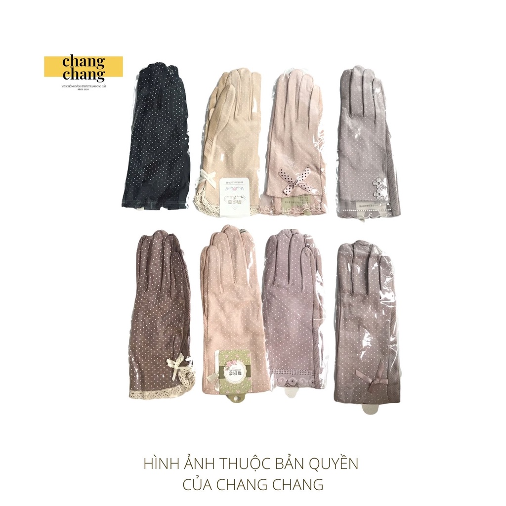 Găng Tay Chống Nắng Nhật Chống Tia UV Dùng Được Cảm Ứng Trên Điện Thoại, Găng Tay Chống Nắng Nữ Chấm Bi Nhật Thoáng Mát