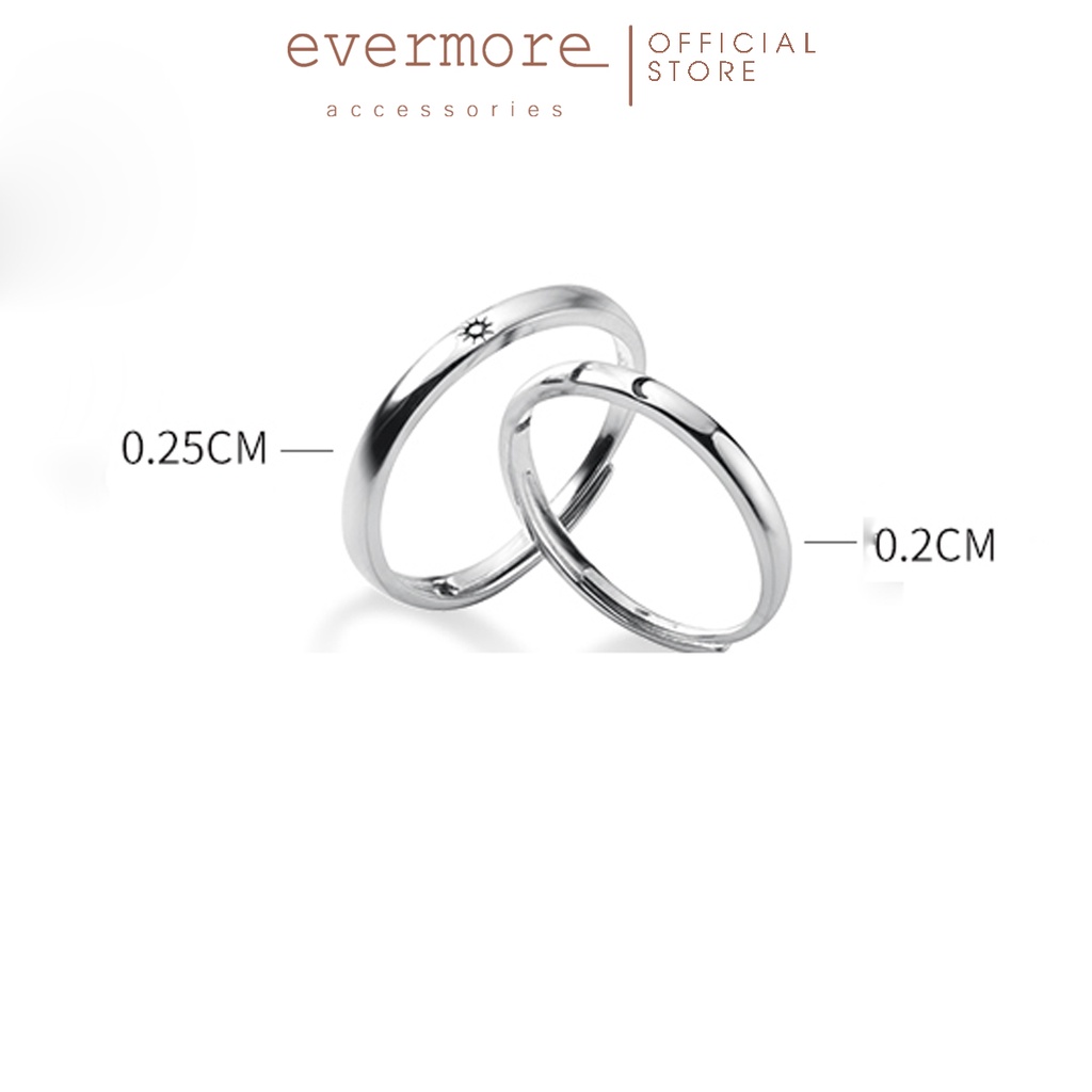 Nhẫn bạc đôi EVERMORE, nhẫn bạc đôi Sun Moon thanh lịch, minimalism - N019