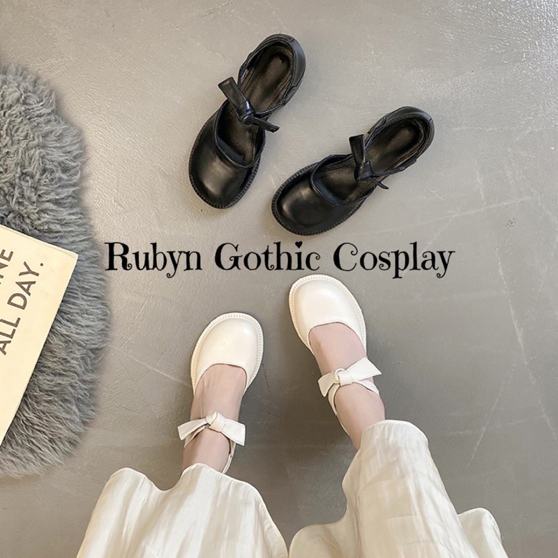[Sẵn]  Giày Lolita Tiểu Thư cột nơ màu trắng, đen ( Size 35-39) H03