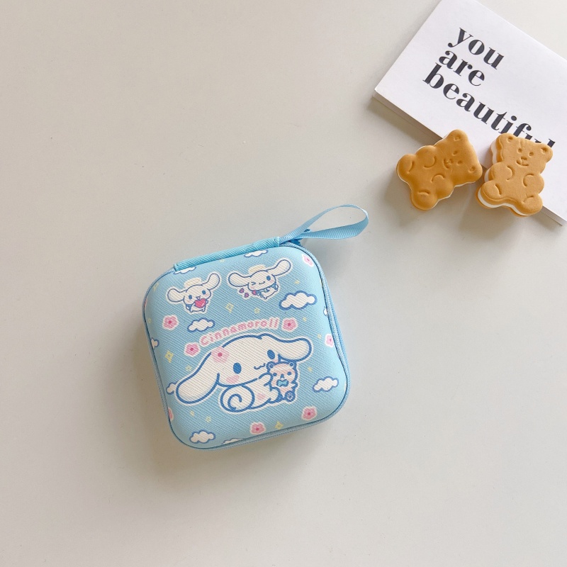 Túi đựng dây cáp dữ liệu/tai nghe/thẻ ngân hàng hình vuông họa tiết hoạt hình Sanrio 9.5x9.5cm