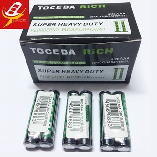 Hộp 40 Viên Pin AAA Toshiba R03P Cacbon - Pin đũa lắp điều khiển hãng Toshiba
