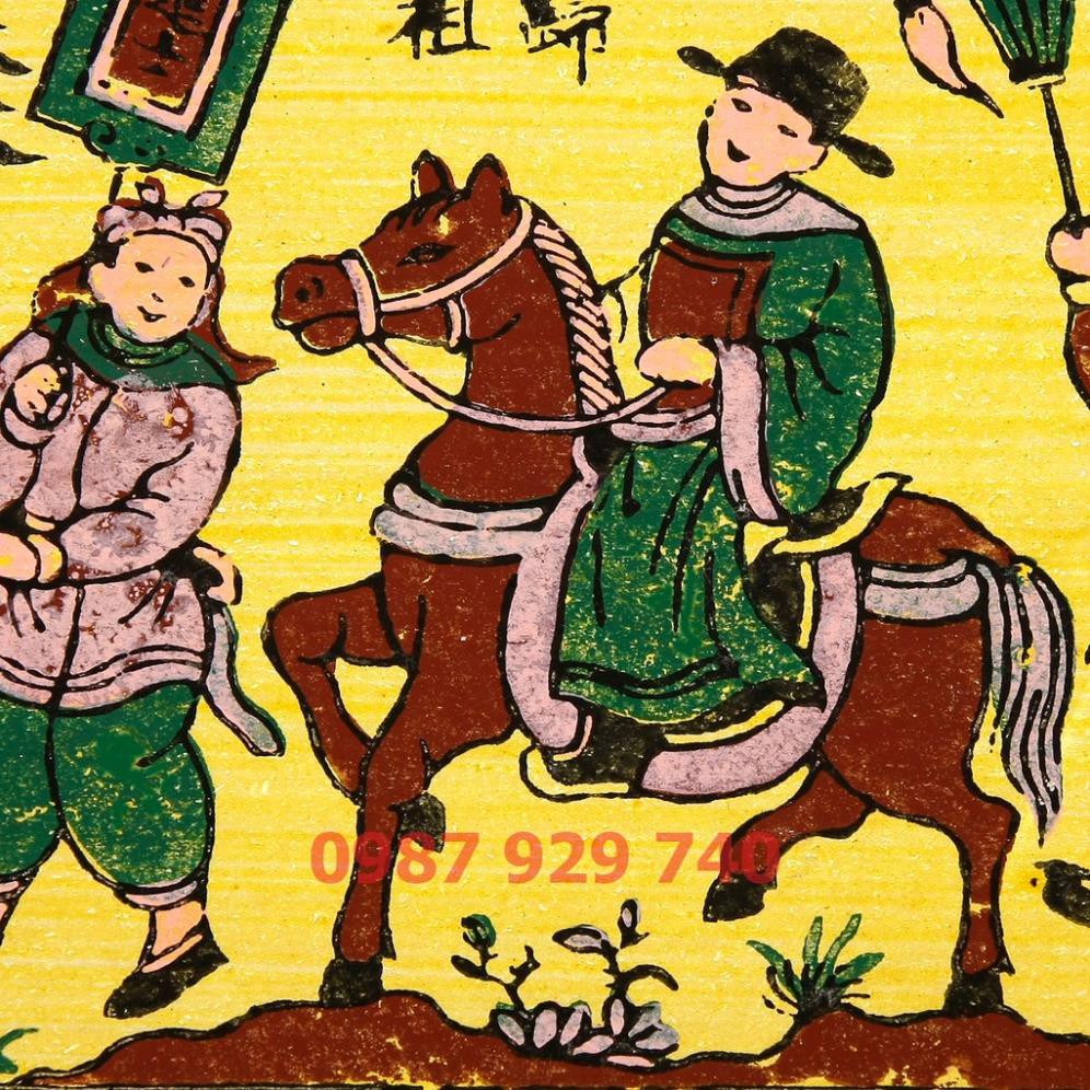 [Tranh Đông Hồ] - Bức Vinh Quy Bái Tổ - không khung tranh - Dong Ho folk paintings - Viet Nam national cultural heritage