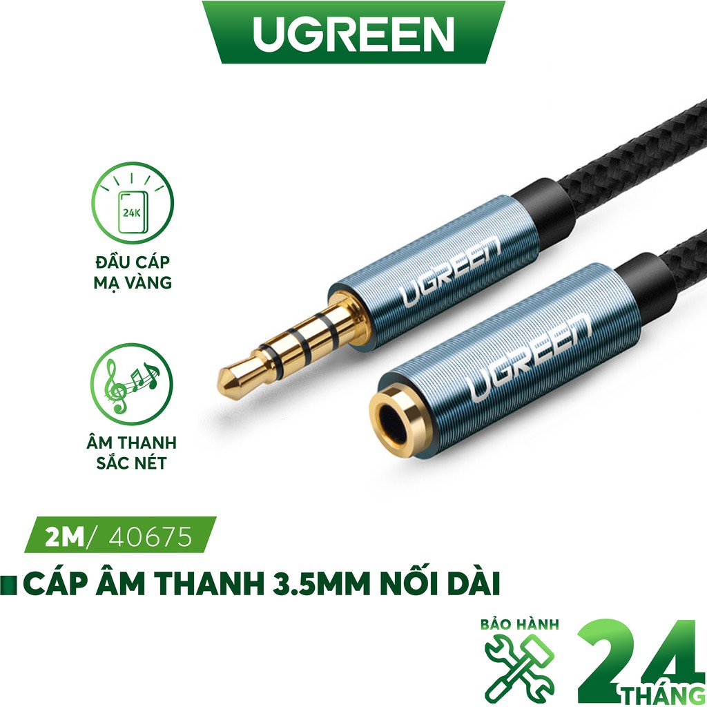 Dây cáp nối dài 3.5mm đầu đực sang 3.5mm đầu cái mạ vàng UGREEN AV118