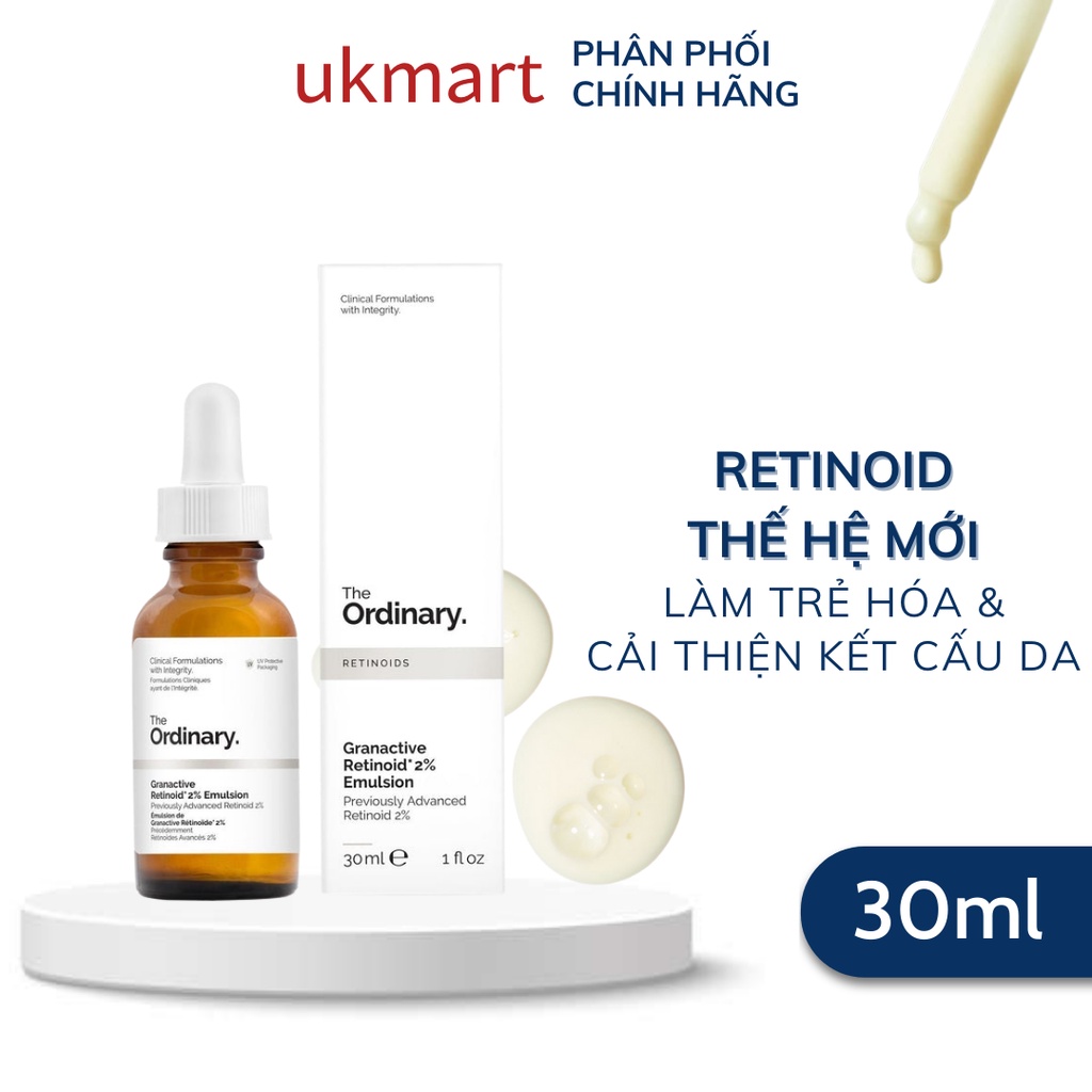 Tinh Chất The Ordinary Granactive Retinoid 2% Emulsion 30ml Ngừa Mụn, Chống Lão Hóa Giúp Trẻ Da