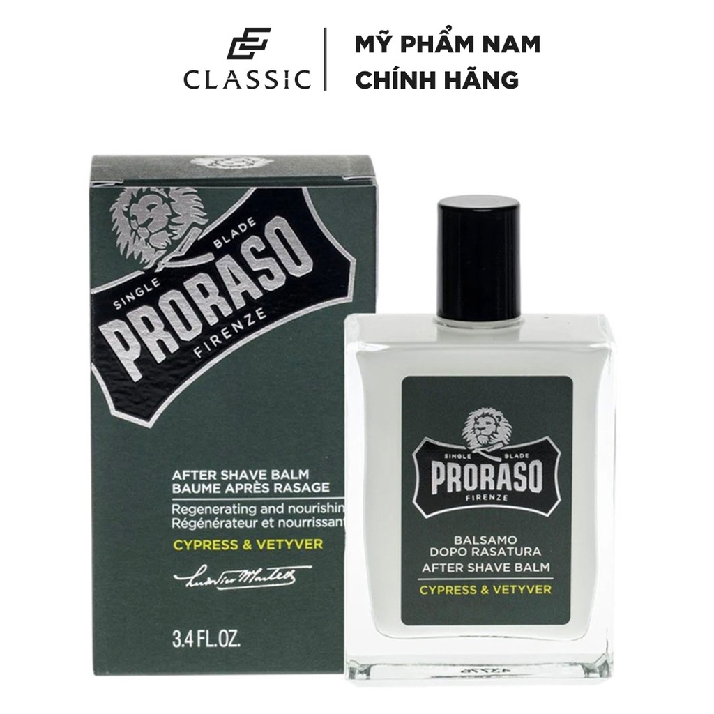 Dưỡng Da Sau Cạo Proraso Aftershave Balm Cypress &amp; Vetyver (Acohol Free)