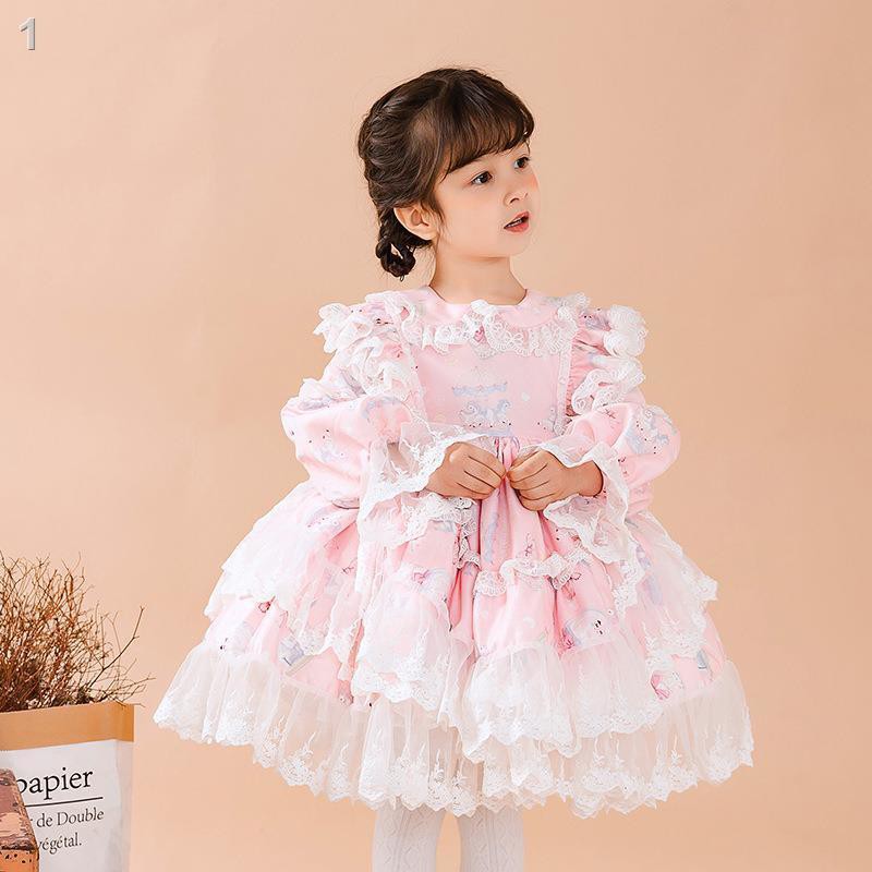 quần bò bé gái✈♧✆2021 vào mùa xuân mới cô gái Lolita mặc váy tutu công chúa trẻ em vừa và nhỏ Tây Ban Nha