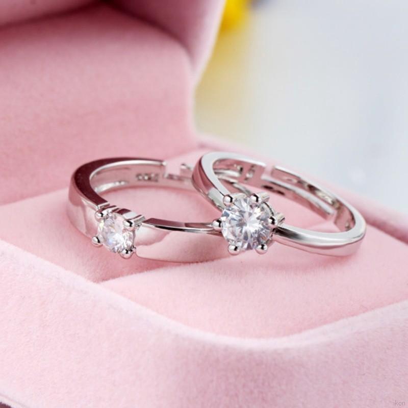 2 Nhẫn cưới đính hạt kim cương giả sang trọng
