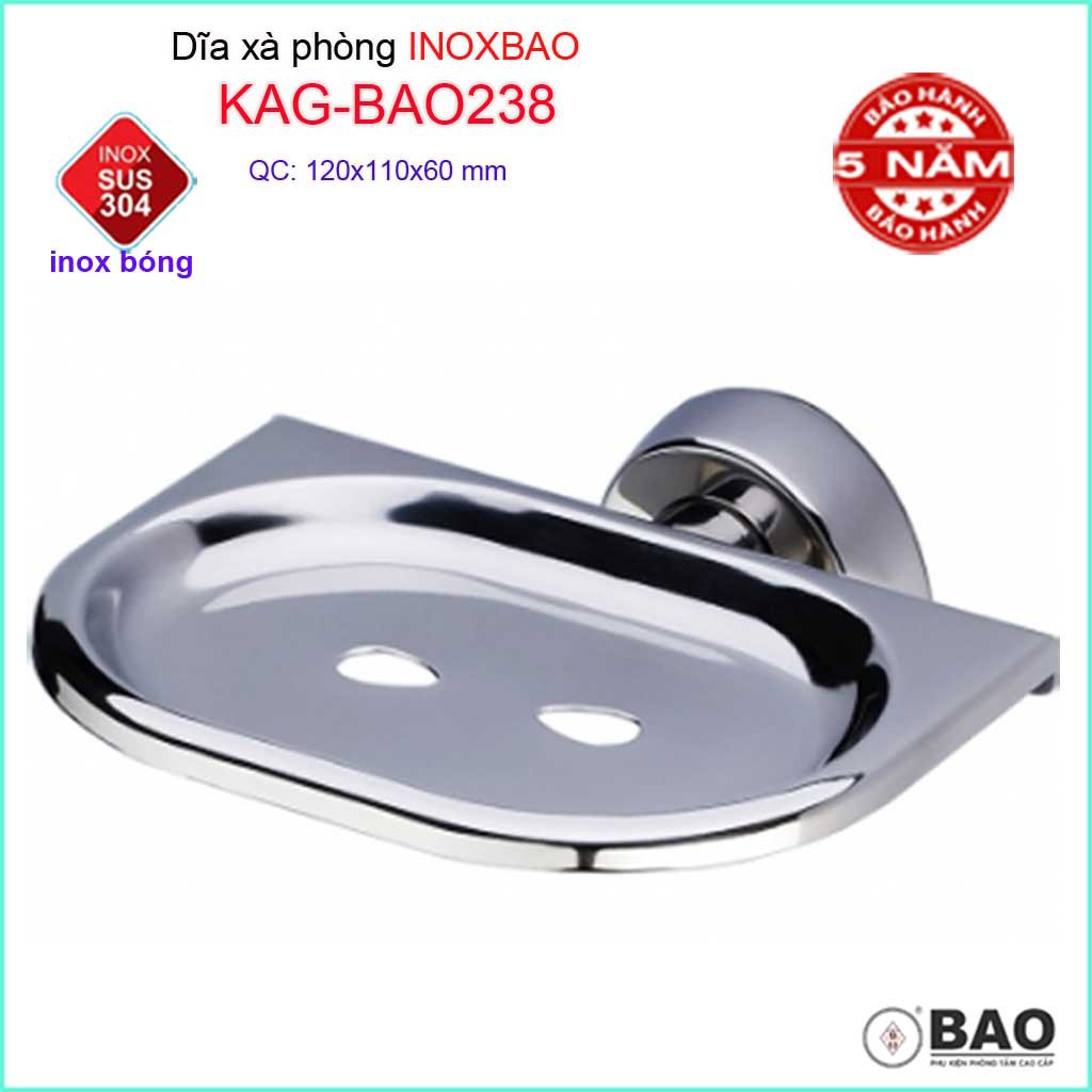 Dĩa đựng xà bông Inox Bảo KAG-BAO238, kệ xà phòng cục SUS304 báng bóng dễ vệ sinh thiết kế đẹp tiện dụng