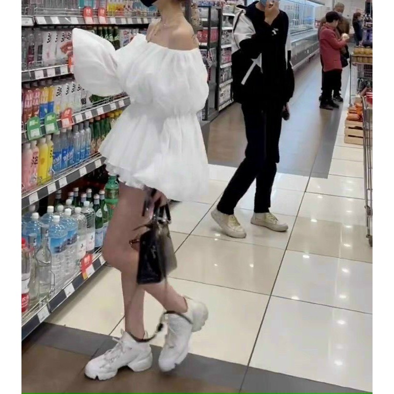 Set đồ nữ sang chảnh, set voan dài tay có lót chân váy xòe nhún eo mặc tôn dáng tone trắng tinh khôi Tây Thi Shop | BigBuy360 - bigbuy360.vn