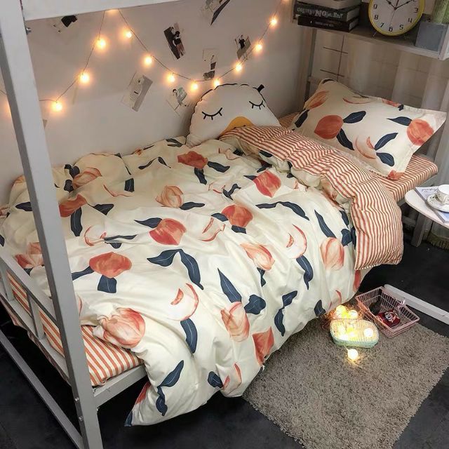 Bộ Chăn Ga Gối Cotton Poly Quả Đào