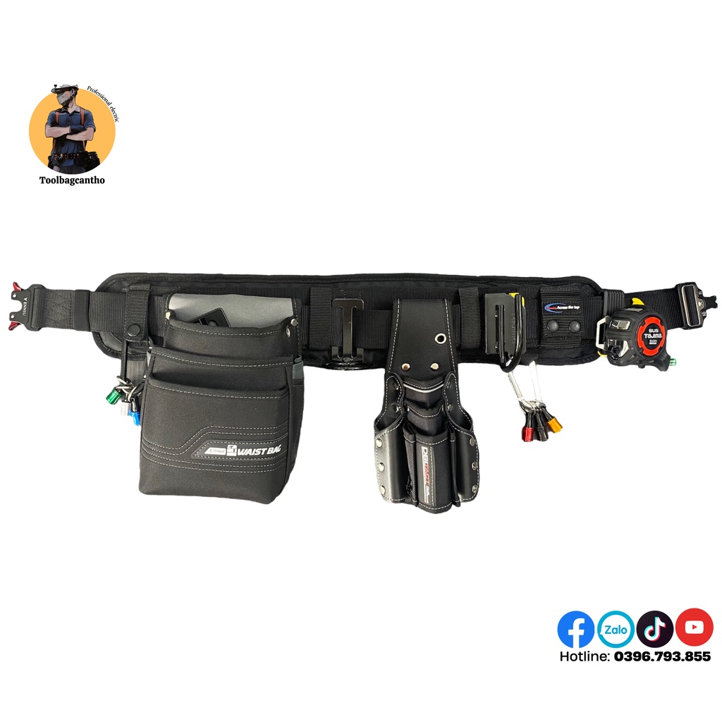 Bộ dây đai đồ nghề Nhật M2 cho thợ điện, nước, camera,...