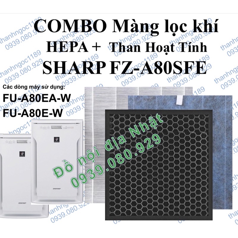 Combo Màng lọc Hepa + Than hoạt tính SharpFZ-A80SFE (FU-A80EA-W,FU-A80E-W)