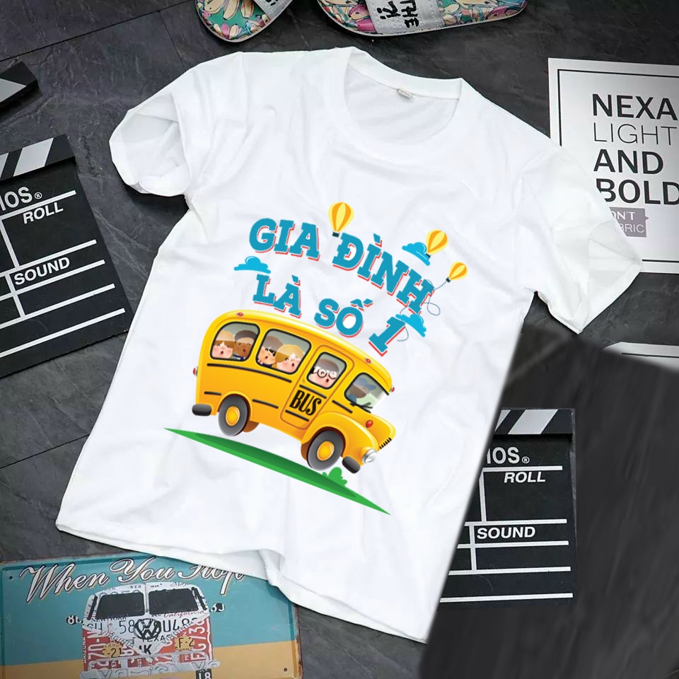 Áo thun gia đình là số 1, áo nhóm đi biển đồng phục áo đôi 3/4/5 người thun cotton mềm mịn màu trắng DP09
