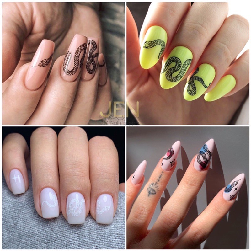 Sticker dán móng hoạ tiết rắn-hình dán nail