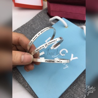 Vòng bạc khắc chữ - bạc Lucy