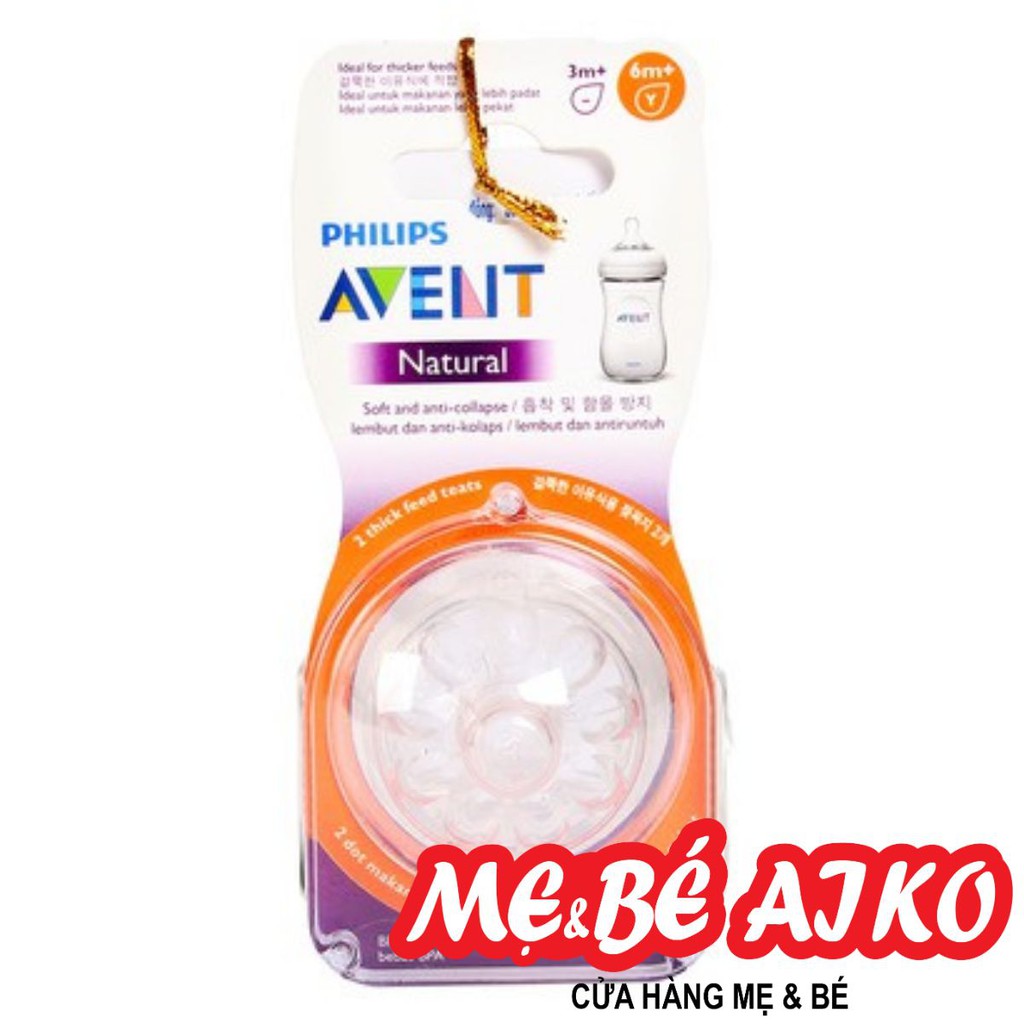 Núm ty Philips Avent tự nhiên lỗ chữ Y 656/23 cho bé từ 6 tháng (2 cái/hộp)