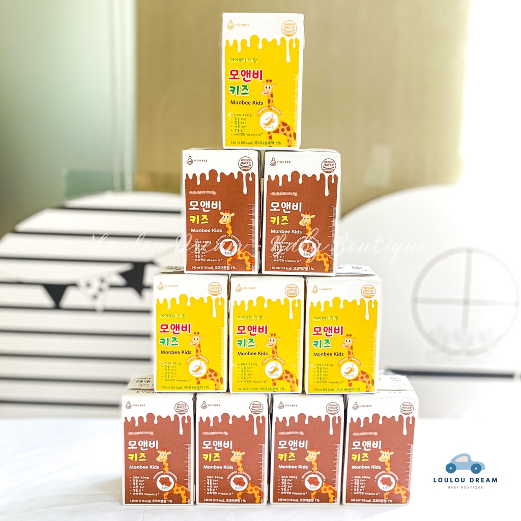 Sữa dinh dưỡng Monbee Kids Hàn Quốc giúp bé thông minh cao lớn khoẻ mạnh cho bé từ 1 tuổi hộp 140ml