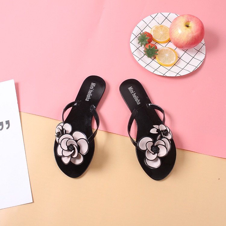 Dép Sandal Đế Bằng Đính Hoa Thời Trang Đi Biển