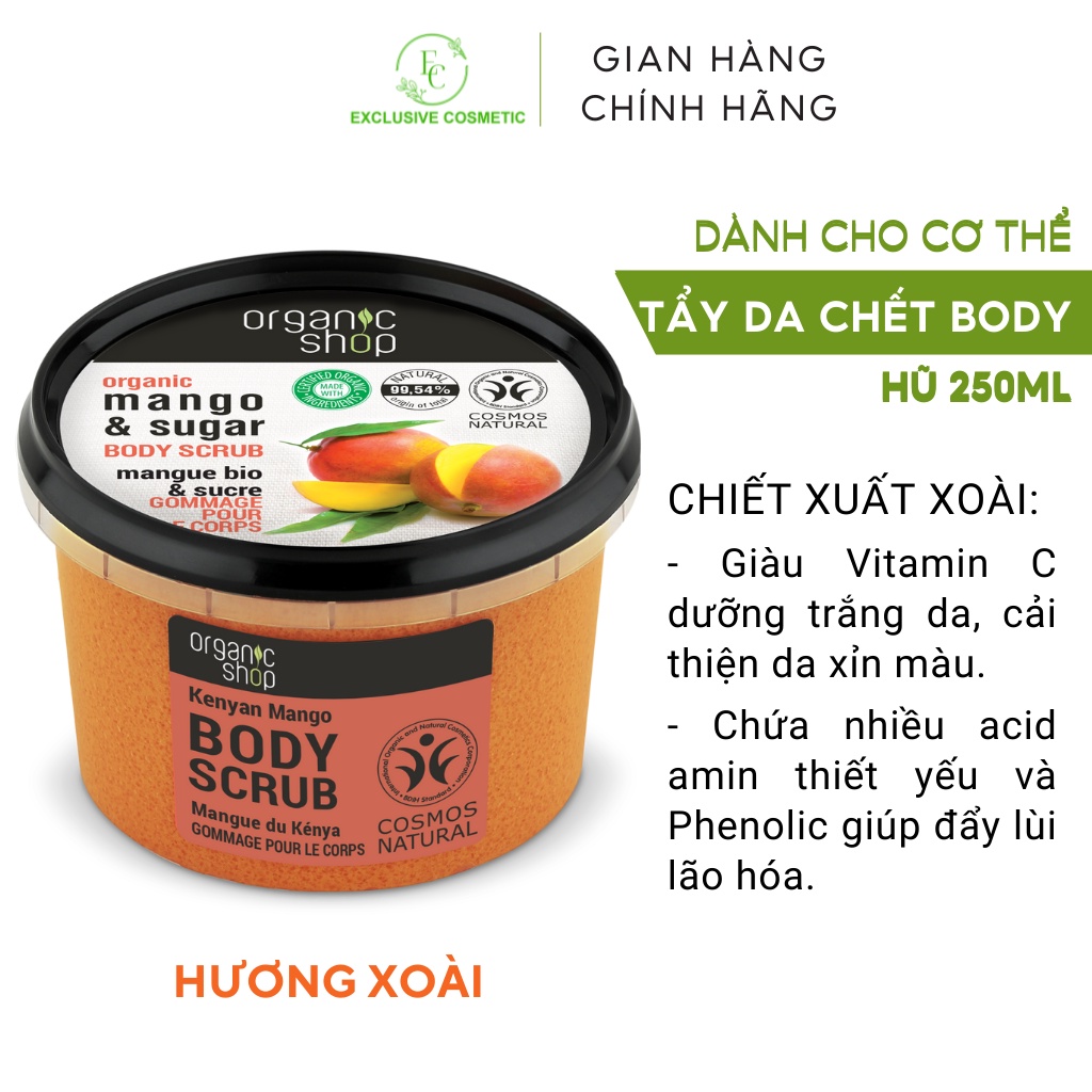Tẩy Tế Bào Chết Toàn Thân Organic Shop Body Scrub Mango Sugar Sorbet 250ml
