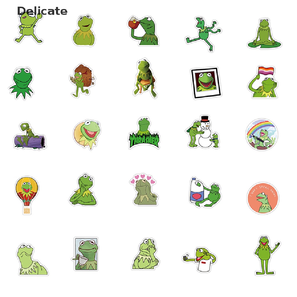 |Tinh Tế| 50 Miếng Dán Hoạt Hình Ếch Kermit Trang Trí Laptop Guitar Guitar Ván Trượt