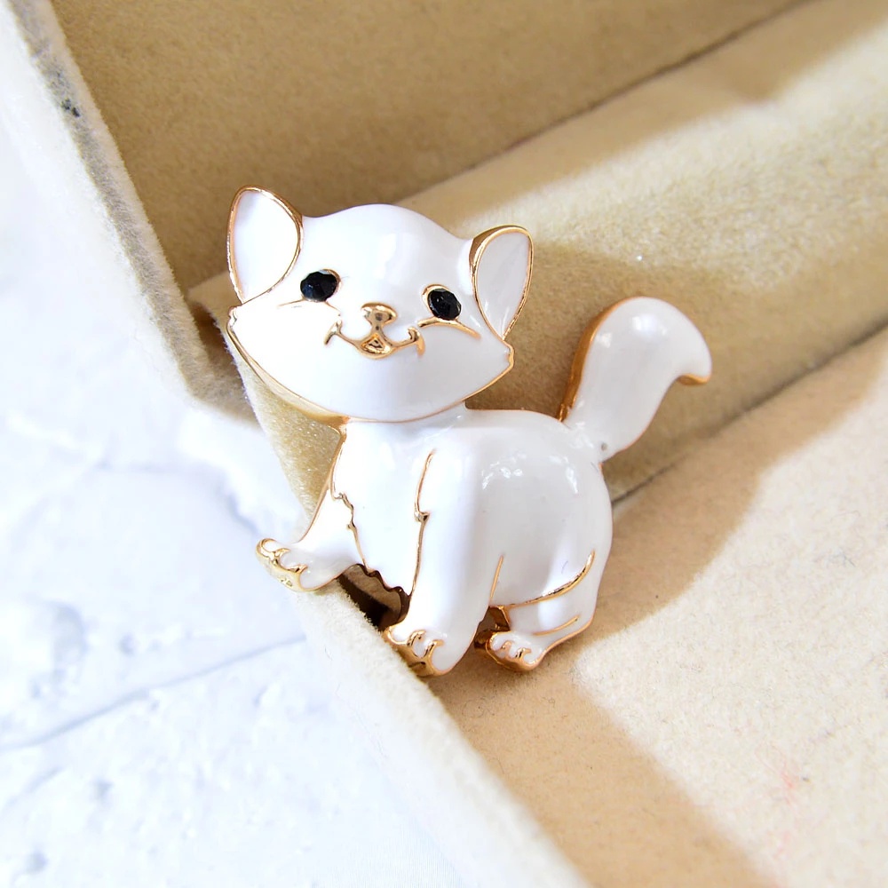 Ghim Cài Áo Hình Mèo Tráng Men Dễ Thương