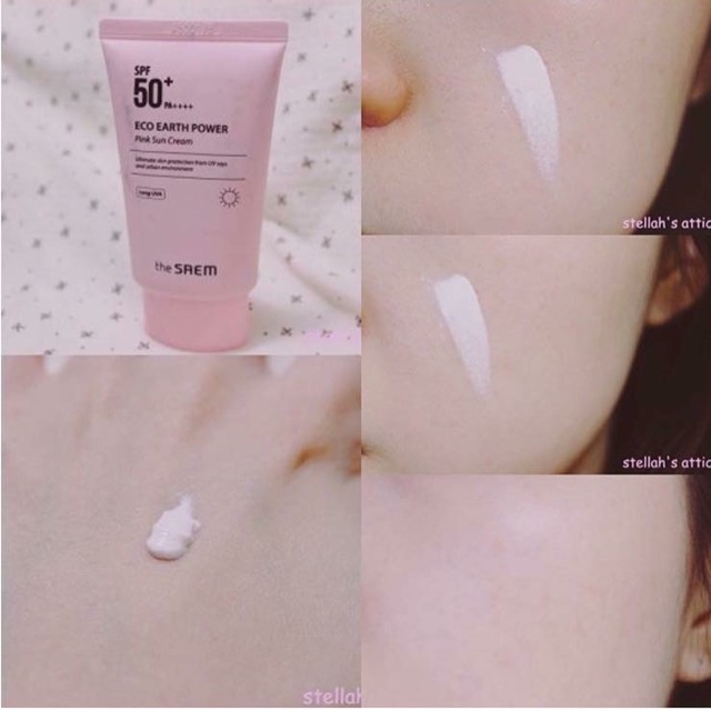 Kem chống nắng The Saem Eco Earth Pink Sun Cream hồng vàng bản cũ