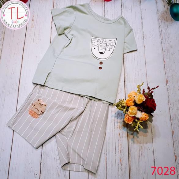 Thời Trang Trẻ Em -Set đồ lửng cho bé trai họa tiết đính nút – Quần Áo Bé Trai - Bộ Bé Trai - Quần Áo Bé Gái - Bộ Bé