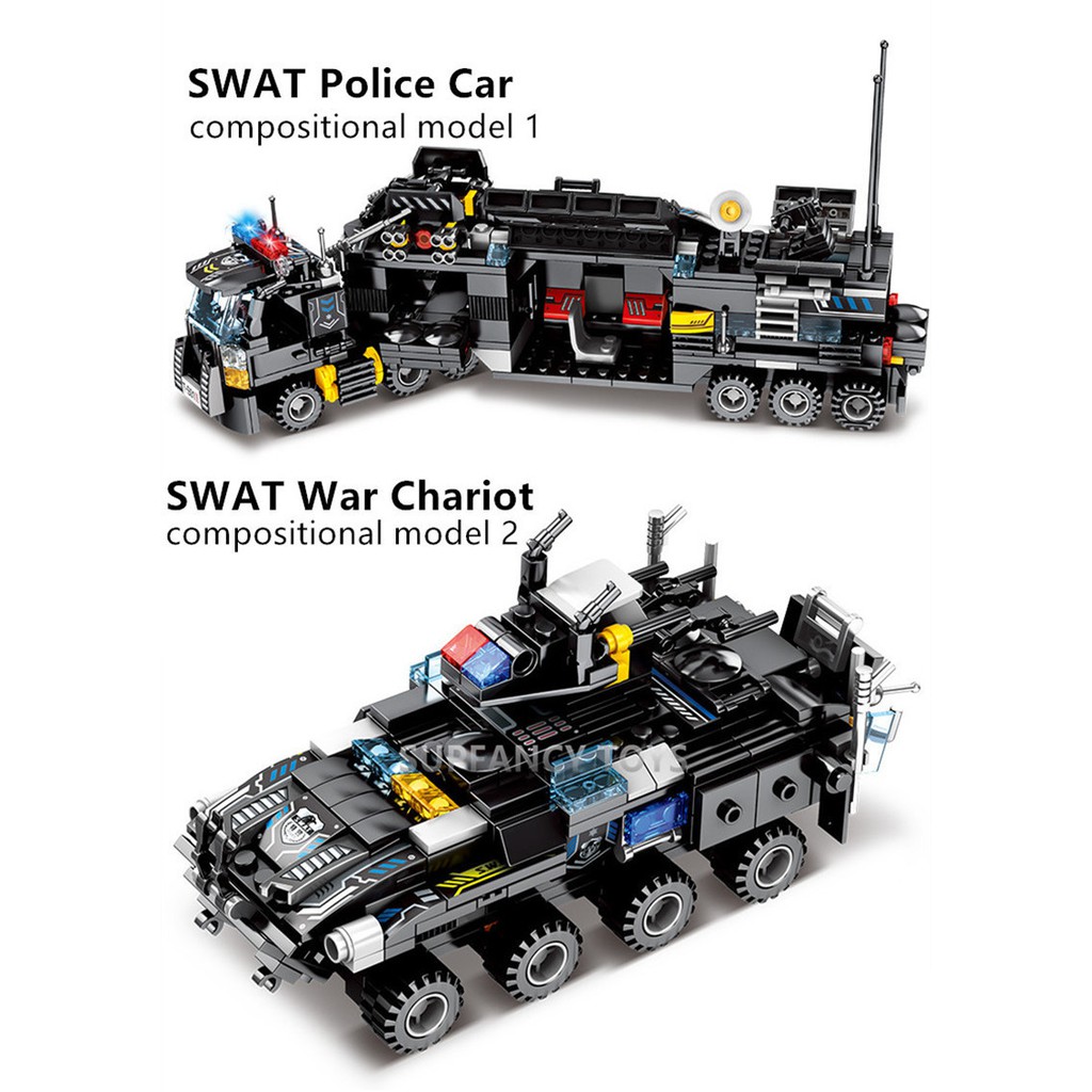 ĐỒ CHƠI XẾP HÌNH CẢNH SÁT ĐẶC CHỦNG Police SWAT Truck 695 MẢNH GHÉP Sembo 102386