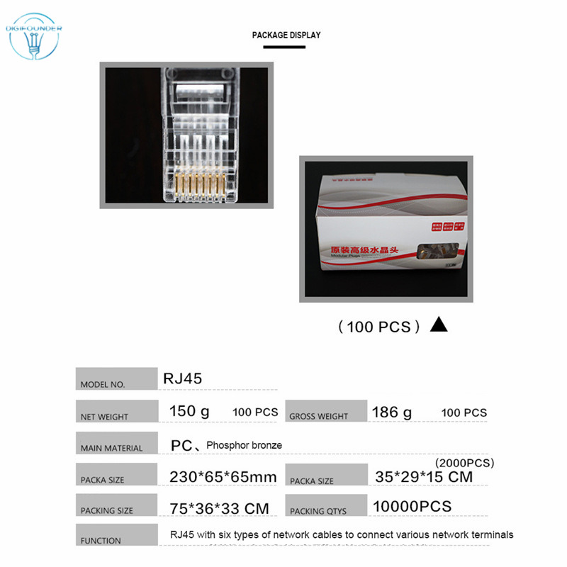 Đầu Nối Dây Mạng Rj45 Cat6 Cat6E Utp Unshielded Rj45